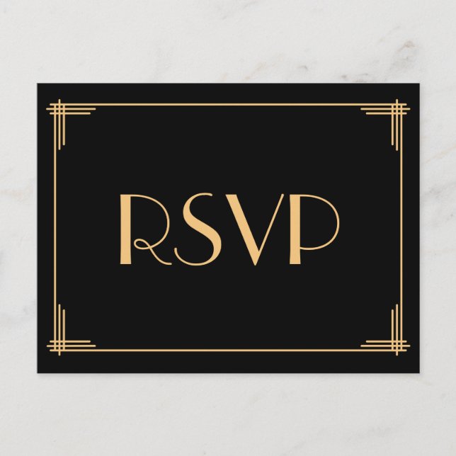 Art Deco Great Gatsby Wedding RSVP Postkarten (Vorderseite)