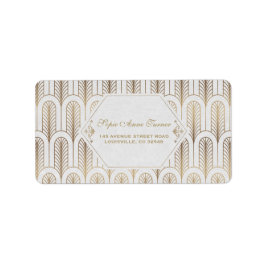 Art Deco Great Gatsby White Gold Wedding Adressaufkleber