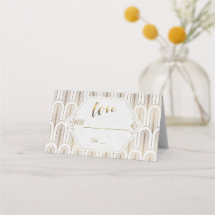 Art Deco Great Gatsby White Gold Wedding Platzkarte