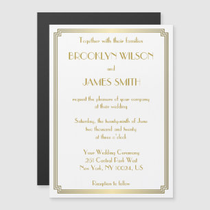 Art Deco Great Gatsby White Magnet Hochzeit Einlad