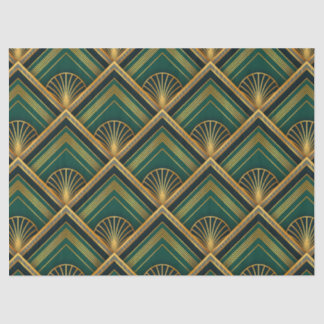 Art Deco Green & Gold Decoupage Tissue Paper Seidenpapier