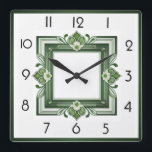 Art Deco Green Quadratische Wanduhr<br><div class="desc">Großartiges Uhrendesign. Du wirst es wie andere Liebe bekommen. Sie können dieses Design auch für andere Produkte verwenden, die Sie mögen, oder Ihren Text anpassen und hinzufügen. Folgen Sie mir für mehr. Vielen Dank. Ich wünsche Ihnen einen schönen Tag.</div>