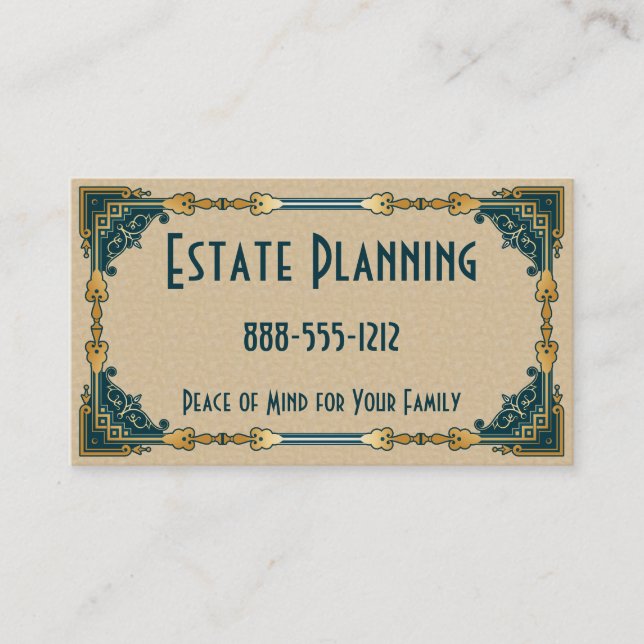 Art Deco Green und Gold Gerahmt Beruflich Visitenkarte (Vorderseite)