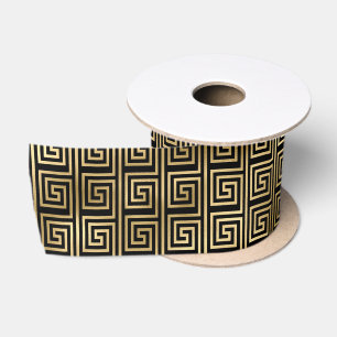 Art Deco Griechisches Schlüssel-Spiralmuster-Desig Satinband