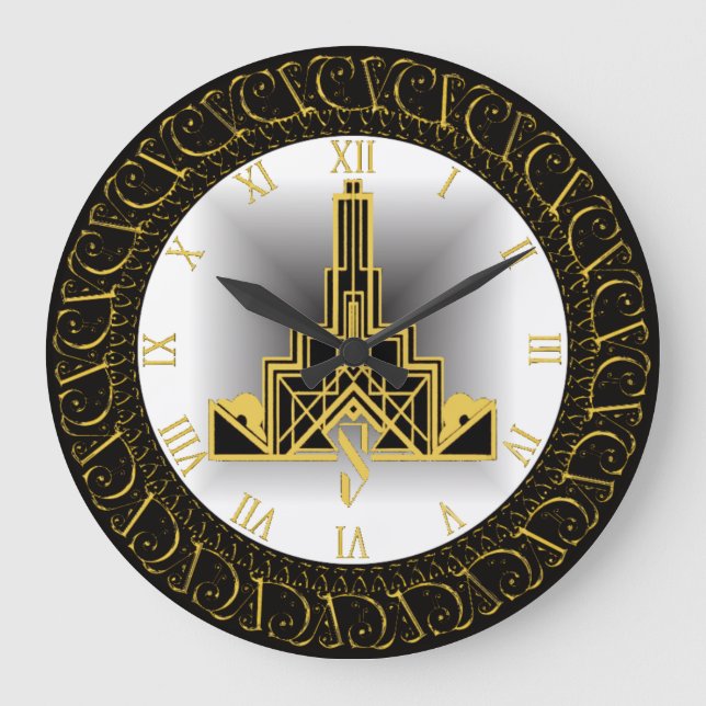 Art Deco Große Wanduhr (Vorderseite)