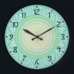 Art Deco Große Wanduhr<br><div class="desc">In cooler Blues und Grüntönen mit einem Art Deko Design, wird diese Uhr Ihnen eine Touch von South Beach in Ihrer eigenen Zuhause geben.</div>
