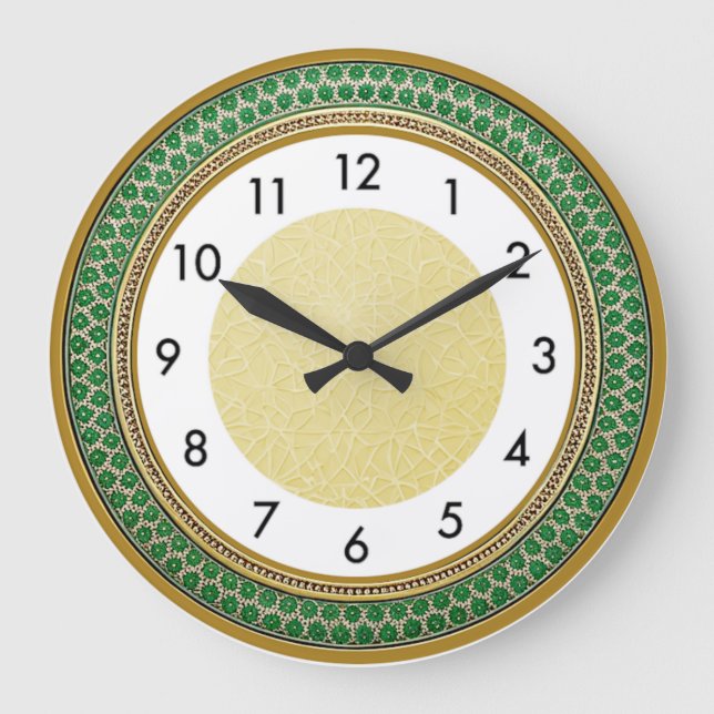 Art Deco Grün Große Wanduhr (Vorderseite)