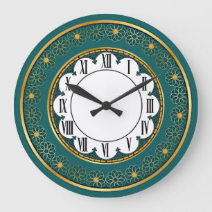 Art Deco Grün Große Wanduhr