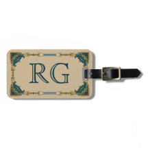 Art Deco Grün und Gold gerahmtes Monogramm