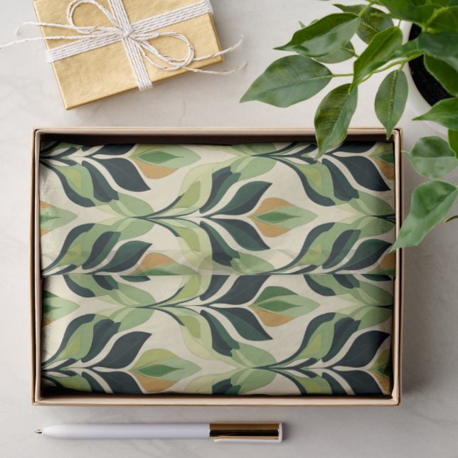 Art Deco Grünblatt-Tissue-Papiere Seidenpapier (Geschenk)