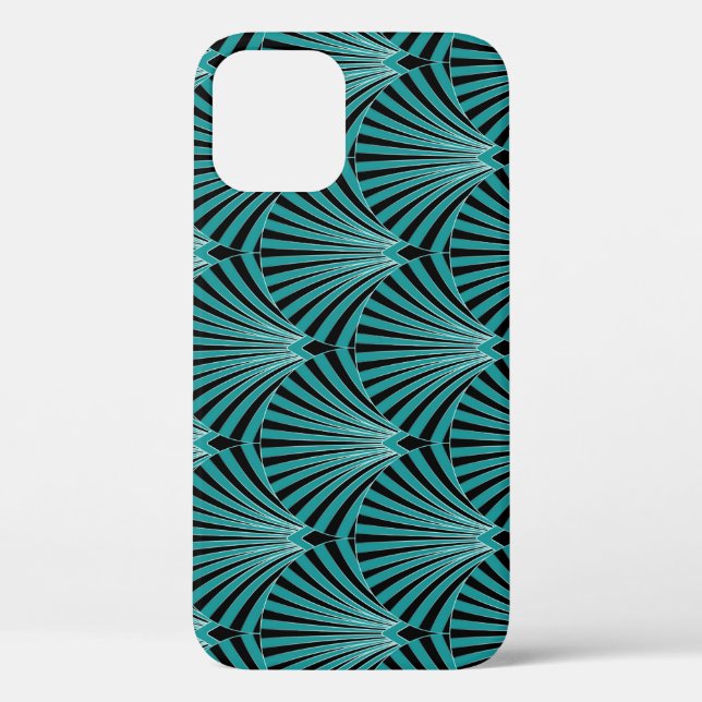 Art Deco: grünes Fanmuster. Case-Mate iPhone Hülle (Rückseite)