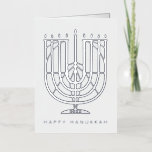 Art Deco Hanukkiah Menorah Happy Hanukkah<br><div class="desc">Wunschfreunde und Familie "Happy Hanukkah" mit diesem Deko inspiriert hanukkiah,  mit bearbeitbaren Farben sowohl der Menorah und der Hintergrund. Foto optional innen.</div>
