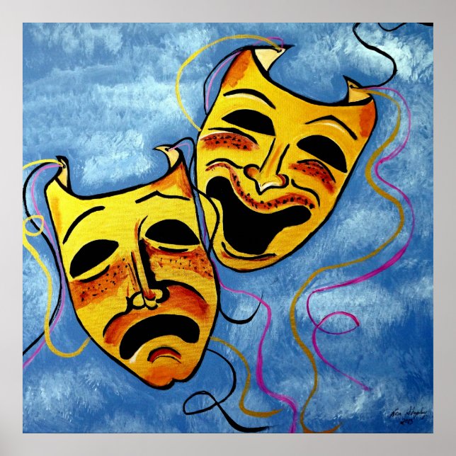 ART DECO HAPPY AND SAD POSTER (Vorne)