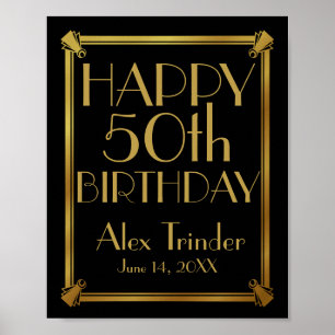 ART Deco Happy Birthday Druck Roaring 20er Party Poster