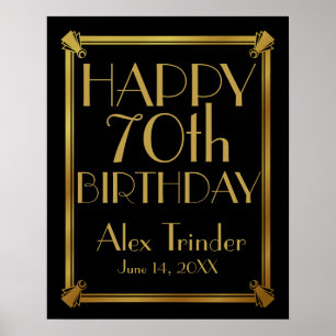 Art Deco Happy Birthday GATSBY drucken Gold Poster