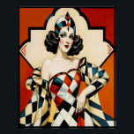 Art Deco Harlequin Lady Poster. Poster<br><div class="desc">Das ist ein Poster einer Art-Déco-Dame in einem Harlequin-Kleid. Das ist ein sehr kunstvoller Deko mit einem Deko-Motiv hinter ihr. Das macht ein schönes Plakat,  das gerahmt sein könnte. Das würde ein großartiges Bild für jede Zuhause machen.</div>