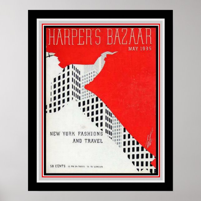 Art Deco Harper's Bazaar 1935 Print 16x20 Poster (Vorne)