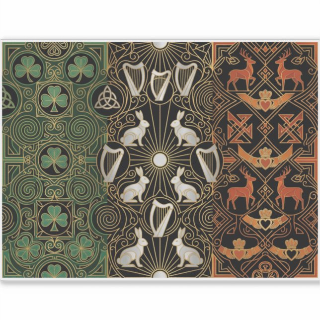 Art Deco Heritage Flag | Ireland | Vintage Decal Aufkleber (Vorderseite)