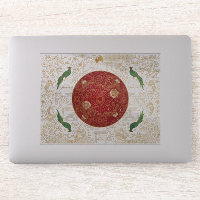 Art Deco Heritage Flag | Japan | Classic Decal Aufkleber (Computer)