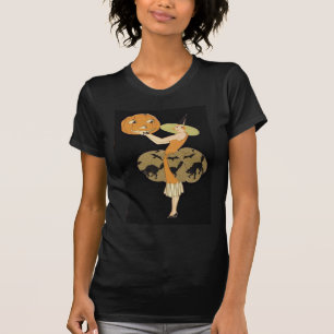 Art Deco Hexe Kürbislaterne Pumpkin Black Cat T-Shirt