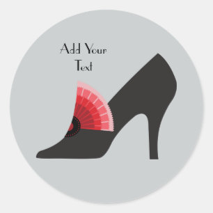 Art Deco High Heel Sticker in Rot & Schwarz