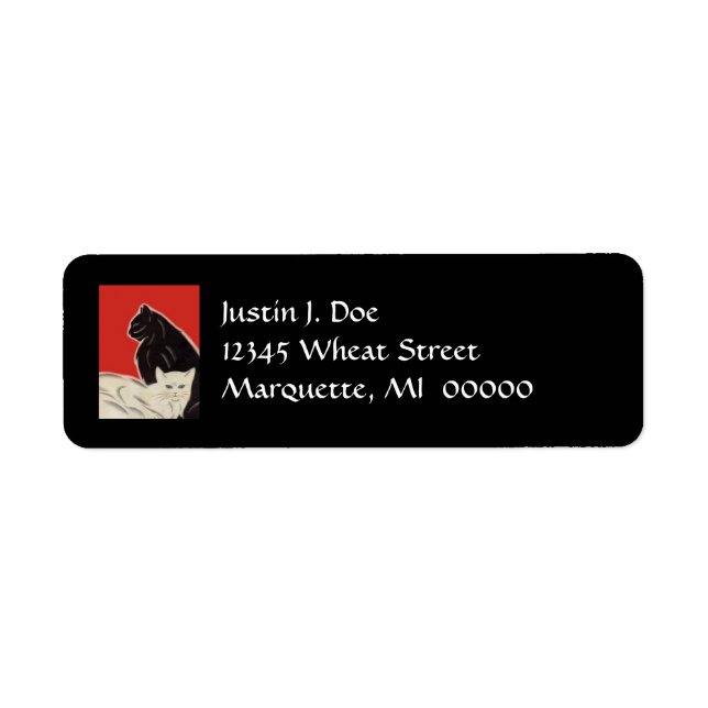 Art Deco High Style Pair Cats B&W Address Labels (Vorne)