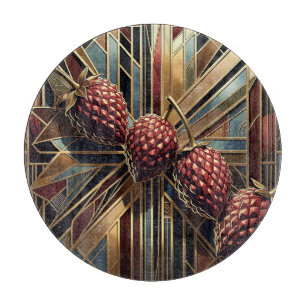 Art Deco Himbeere Geometrisch Gold Schneidebrett