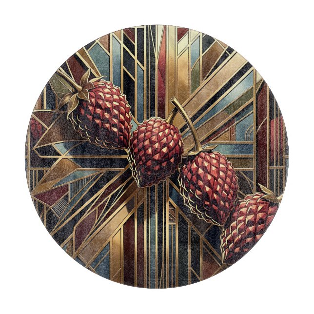 Art Deco Himbeere Geometrisch Gold Schneidebrett (Vorderseite)