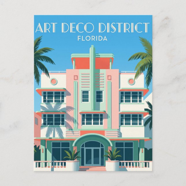 Art Deco Historic District USA Postkarte (Vorderseite)