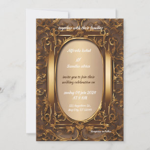 Art Deco Hochzeit Diamant braun und Goldfolie I Einladung
