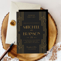 Art Deco Hochzeit Einladung Gold Black Gay Wedding