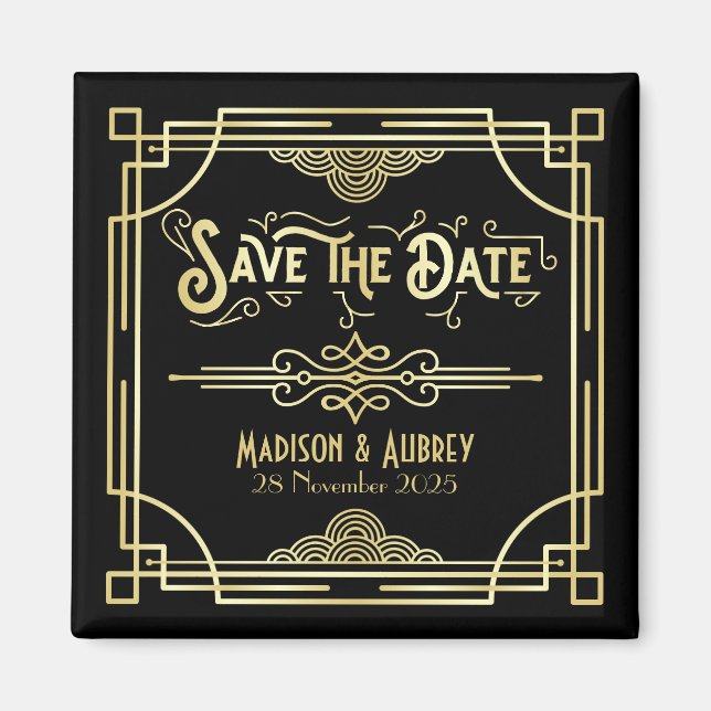 Art Déco Hochzeit Elegantes Tessin Save the Date Magnet (Vorne)