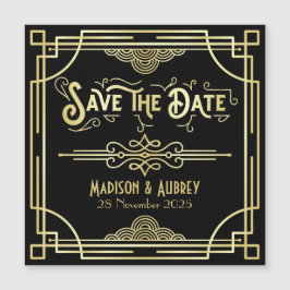 Art Déco Hochzeit Elegantes Tessin Save the Date Magnetkarte