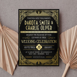 Art Deco Hochzeit Folien-Einladung Folieneinladung