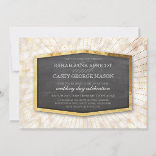 ART DECO HOCHZEIT goldenes Sonnenstrahlen-Muster g Einladung