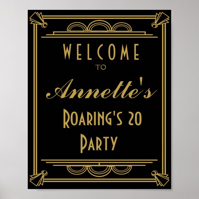 Art Déco Hochzeit oder Party Sign machen Ihre eige Poster (Vorne)