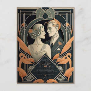 Art-Deco-Hochzeit Postkarte