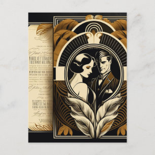Art-Deco-Hochzeit Postkarte