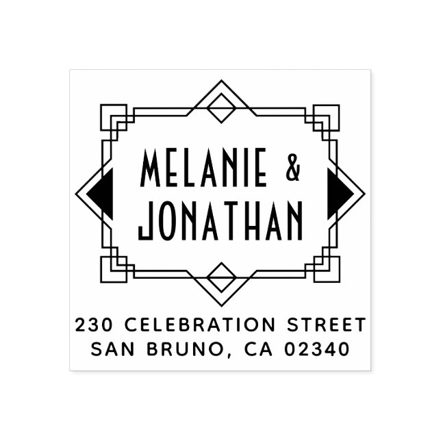 Art Déco Hochzeit - Rücksendeadresse Gummistempel (Prägung)