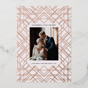 Art Deco Hochzeit und Frohe Weihnachtskarte mit Fo Folien Feiertagskarte