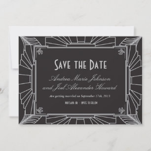 Art Deco Hochzeit Vormerken (Silber) Save The Date