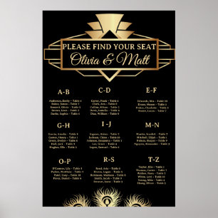  Art Deco Hochzeitsalphabetische Sitzordnung  Poster