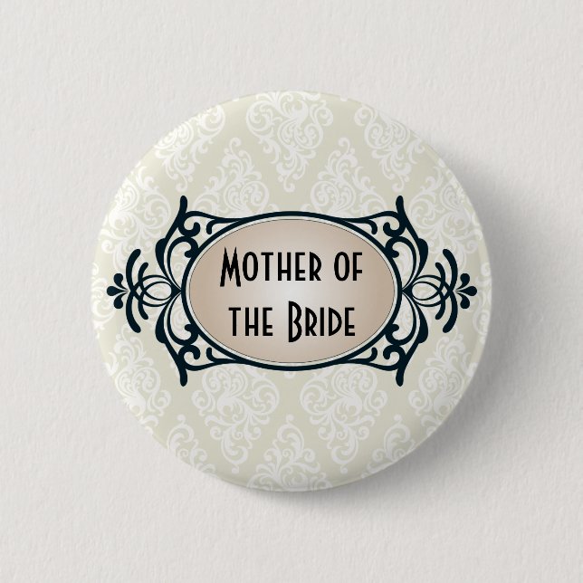 Art Deco Hochzeitsbrautparty Button (Vorderseite)