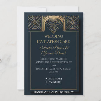 Art Deco Hochzeitseinladung | Navy & Gold Gatsby Einladung