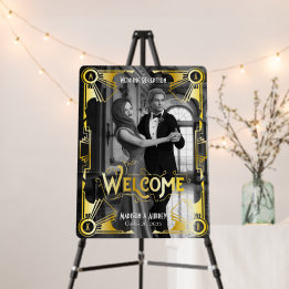 Art Deco Hochzeitsempfang Welcome Gold Foto
