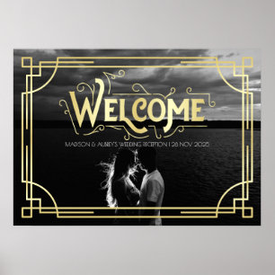 Art Deco Hochzeitsempfang Willkommen Fügen Sie Ihr Poster