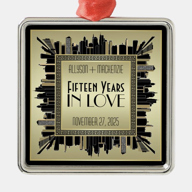 Art Deco Hochzeitsfeier Champagne Gold Gatsby Ornament Aus Metall (Vorne)