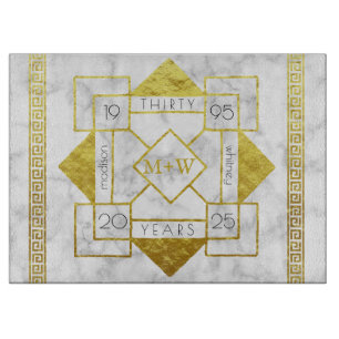 Art Deco Hochzeitsjubiläum Marmor Goldfolie Glamou Schneidebrett