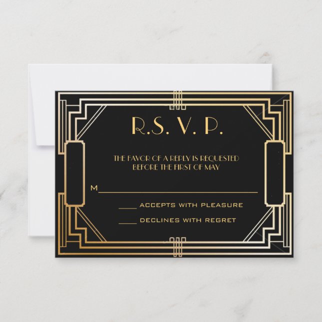 Art Deco - Hochzeitskarten UAWG RSVP Karte (Vorderseite)