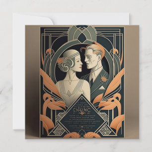 Art Deco Hochzeitsthema Mitteilungskarte